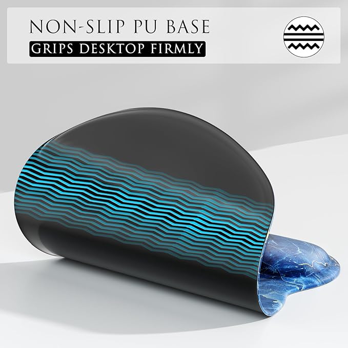 MROCO Ergonomic Mouse Pad with Gel Wrist Rest, Smooth Wrist Support Surface, Non-Slip PU Base for Pain Relief, Comfortable Mousepad for Computer, Laptop, Office & Home, 9.4 x 8.1 in, Ocean Marble
