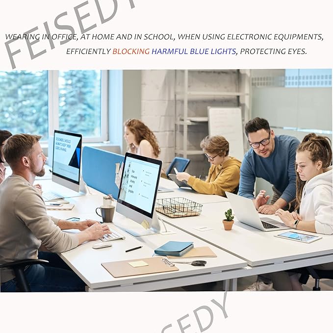 FEISEDY Blue Light Blocking Glasses Computer Glasses Women Men Cateye TR90 Frame B2772