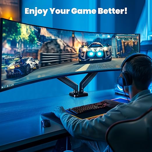 DUMOS Set of 2 Dual Monitor Stand for Desk, Gas Spring Monitor Arm for 2 Monitors Max 32 Inches, Fully Adjustable Double Monitor Mount, VESA Mount with C-Clamp/Grommet Base, Holds Screen 17.6 lbs