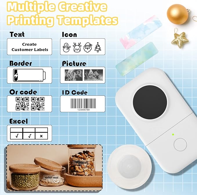 Phomemo Label Maker Machine with Tape D30 Label Printer-with 3 Roll Adhesive Label,Bluetooth Label Maker Small Portable Sticker Maker Compatible with iOS&Android White