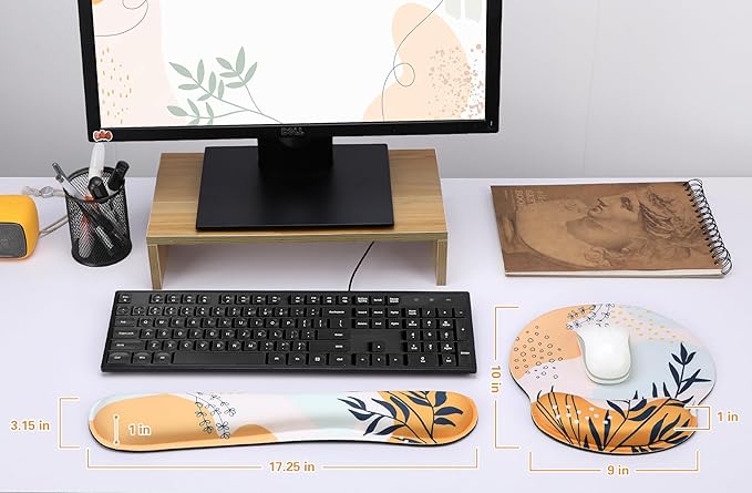 Mouse Pad and Keyboard Wrist Rest - Colorful Wrist Rest for Computer, Ergonomic Mouse Pad & Keyboard Pad, Memory Foam Wrist Support for Comfy Typing