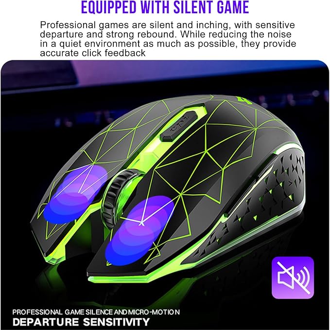 Colorful Backlight Gaming Mouse 2.4ghz 4000dpi Pc Gaming Mice Optical Mouse Portable Computer Mouse Pc Mouse Computer Mice Cool Stuff Gifts for Men Women