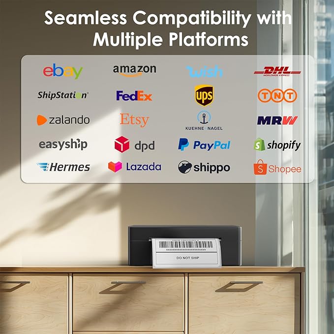Shipping Thermal Label Printer, 4x6 Portable Label Printer, Bluetooth Label Maker for Small Business, Support iPhone,Android,Windows,Mac,Chromebook,Works with USPS, Etsy,Shopify&More, Black