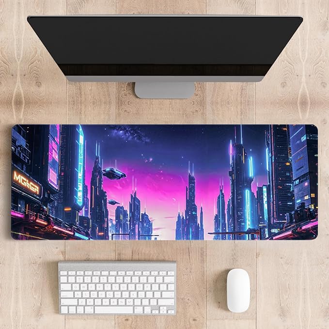 Mouse Pad Desk Mat Gaming Large Keyboard Cute Office Desktop Computer Laptop City XXL Long Giant Big Kawaii Cool Modern Design for Women Girl Men Boy Gamer Oversized Wide 30x12'' Mousepad
