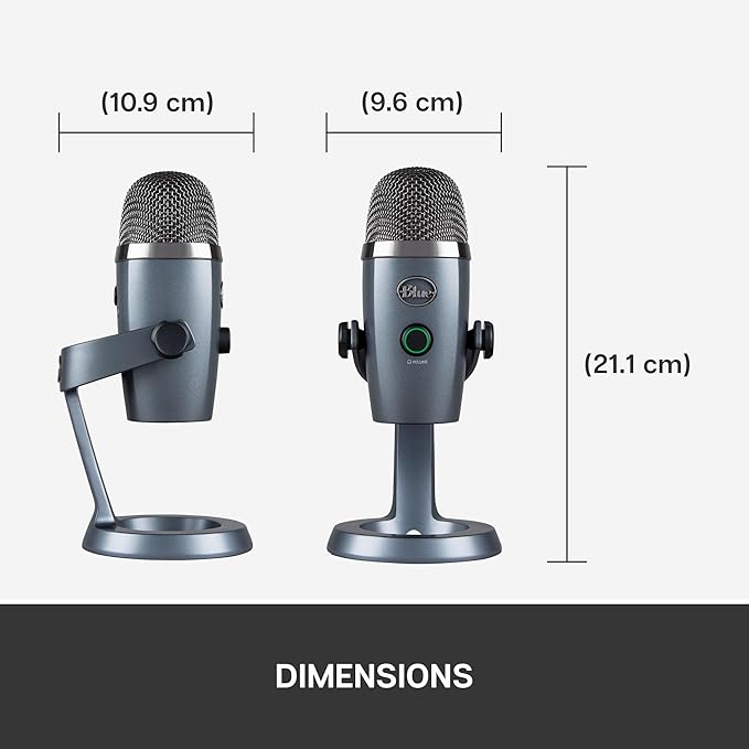 Logitech for Creators Blue Yeti Nano USB Microphone for Gaming, Streaming, Podcasting,Twitch, YouTube, Discord, Recording for PC and Mac, Plug & Play - Shadow Grey
