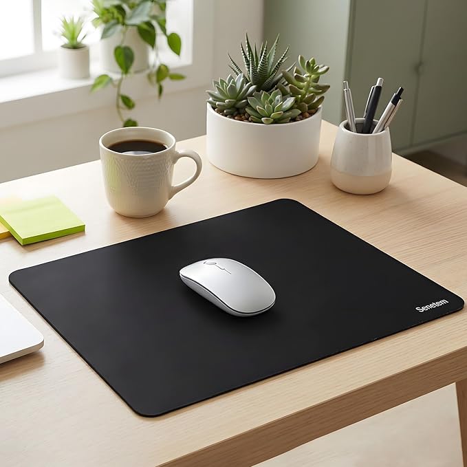 Senetem 4-Pack Mouse Pad, Ultra-Smooth Gaming Mousepad, Non-Slip Rubber Base, Washable Surface Fits Wired & Wireless Mouse – Perfect for Desk, Laptop, PC & Office, Small Portable, 11x8.6 in, Black