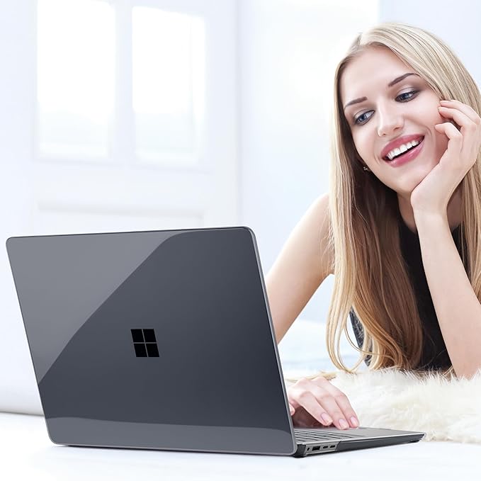 Batianda Crystal Case for Microsoft Surface Laptop 15-inch 7th Edition Copilot+ PC 2024 2025 Release Lightweight Durable Scratch-Resistant Easy Install, with Keyboard Cover & Screen Protector, Black
