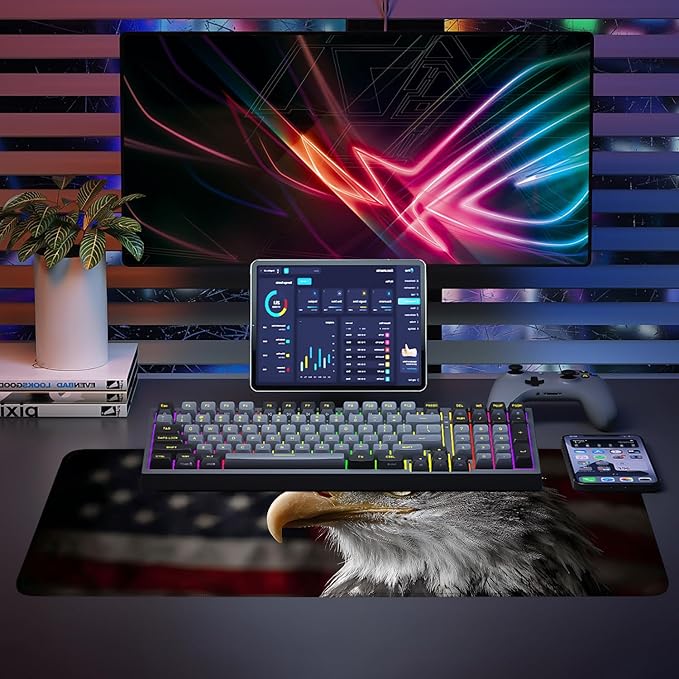 Mouse Pad, Large Anti-Slip with Stitched Edges Desk Mat Desktop Laptop Computer Desk Keyboard Mat,Table Protector Blotter Mat (Eagle, 31.5" x 11.8")