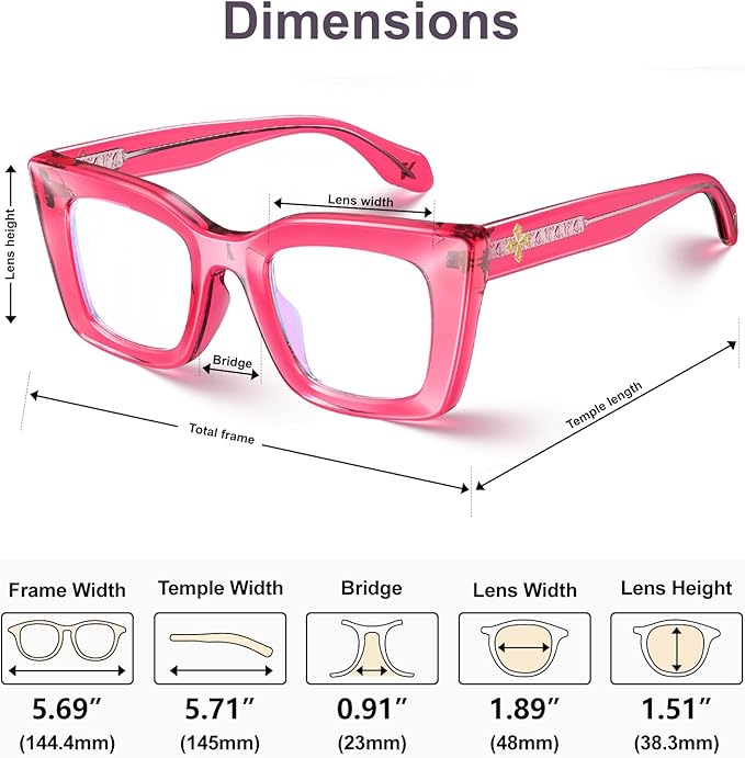 VISOONE Cat Eye Blue Light Blocking Glasses TR90 Anti-glare Women Calida