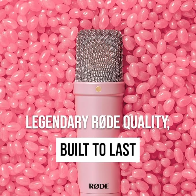 RØDE NT1 Signature Series Large-Diaphragm Condenser Microphone with Shock Mount, Pop Filter and XLR Cable for Music Production, Vocal Recording, Streaming and Podcasting (Pink)