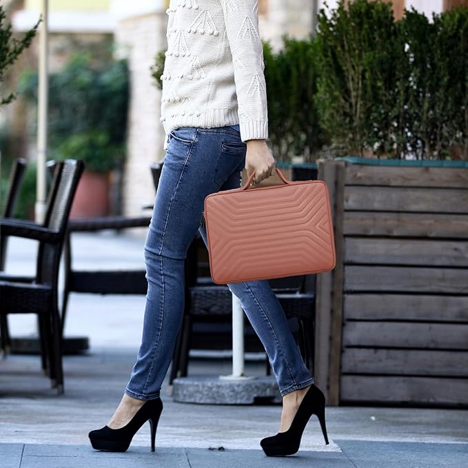 DOMISO 15.6 Inch Shockproof Waterproof Laptop Sleeve with Handle Lightweight Soft EVA Tablet Case for 15.6" Laptops/Lenovo IdeaPad/Acer Aspire E15 / HP Envy 15 / Dell, Pink