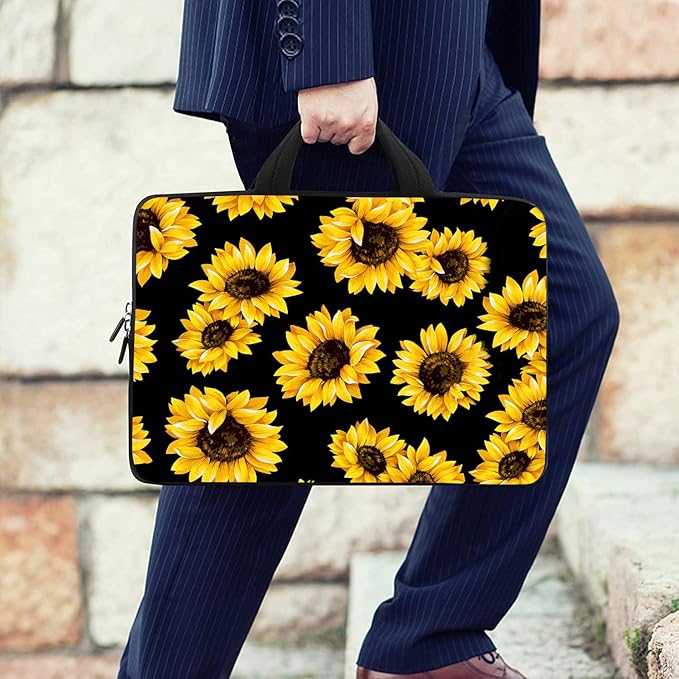 RICHEN 10 inch Messenger Bag Carrying Case with Handle Accessory Pocket Fits 7 to 10-Inch Laptops/Notebook/Kids Tablet (7-10.2 inch, Sunflowers)