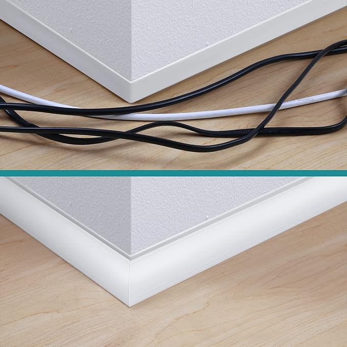 ZhiYo Corner Cable Concealer, Large Corner Cord Hider, Wire Covers for Cords, Paintable Cord Cover, Cable Management Channel Raceway for Wall, Floor Baseboard, Ceiling, White - Image 6