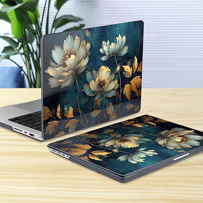 Batianda for MacBook Pro 14 Inch Case 2026-2021 Release M5 M4 M3 M2 M1 Pro/Max, 1.2mm Slim Graphic Hard Shell Cover with Keyboard Cover, Screen Protector 4-in-1 Bundle, Blooming Flowers