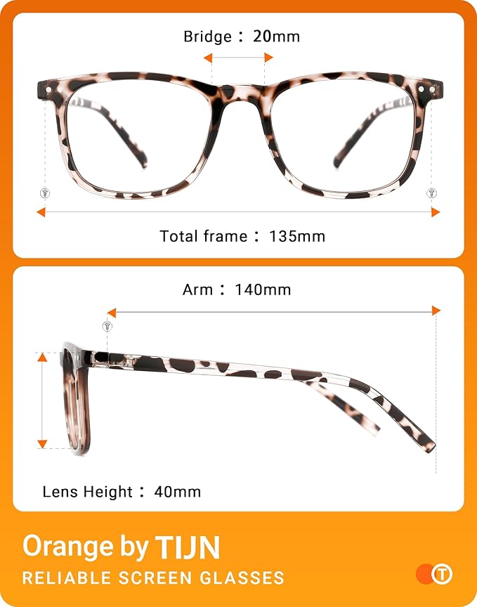 TIJN Sleep Glasses Blue Light Blocking Square Eyeglasses Dual AR Coatings for Computer Gaming Screen Fatigue & UV Protection