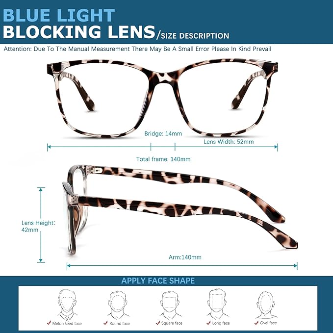 Oilway Blue-Light Blocking Glasses Computer Reading/Gaming/TV/Phones Glasses Fashion Anti Eyestrain Glasses for Women Men(D6 Gray + Transparent + Douhua)