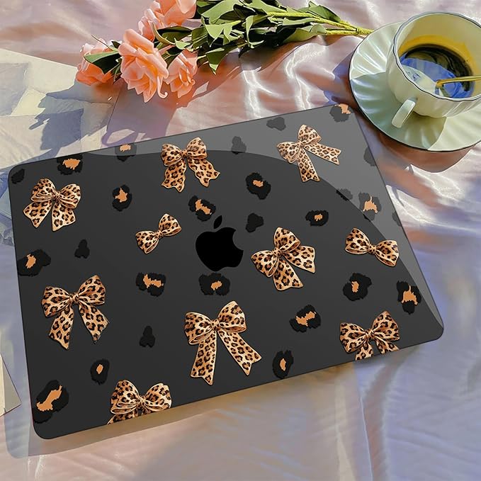 B BELK Compatible with MacBook Air 13 inch Case M5 2026 2025 2024-2022 M4 M3 M2 A3449 A3240 A3113 A2681, Plastic Hard Shell+Keyboard Cover+Screen Protector for MacBook Air 13.6 inch Case, Leopard Bow