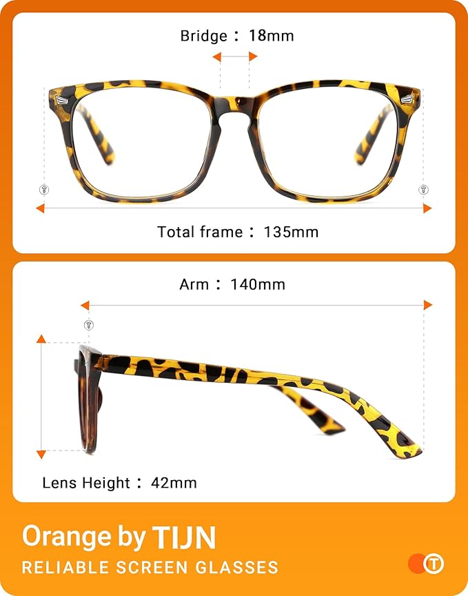 TIJN Blue Light Blocking Glasses for Women Men Square Frame Nerd Eyeglasses Anti Blue Ray Computer Screen Glasses