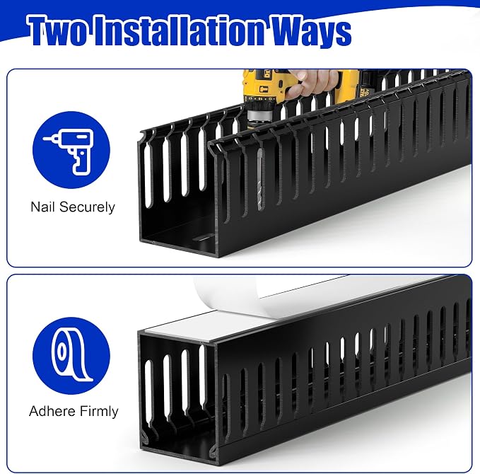 ZhiYo 66in(4X L16.5in) Professional Server Rack Cable Management Raceway, H2in x W2in Cable Raceway Kit, Electrically Safe PVC Open Slot Wire Raceway for Under Desk/Computer/Network Cords, Grey - Image 7