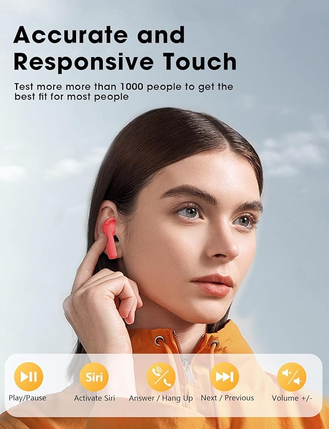 ZZU Wireless Earbuds, 2025 Ear Buds with Big Bass Stereo Sound, Lightweight Bluetooth Earbuds with 48 Hours Playtime, in-Ear Fit Earphones, IPX7, Hands-Free Calls with AI for iPhone, Android, Pad