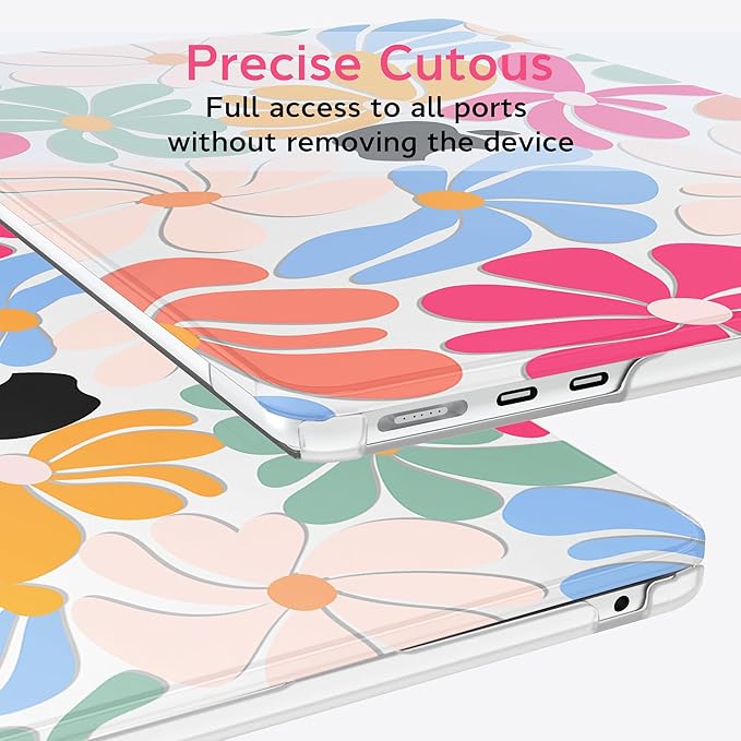 B BELK Compatible with MacBook Air 13 inch Case M5 2026 2025-2022 M4 M3 M2 A3449 A3240 A3113 A2681, Plastic Hard Shell+Keyboard Cover+Screen Protector for MacBook Air 13.6 inch Case, Colorful Flower