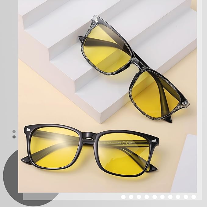 Polarized Sunglasses for Women Men, Night Driving Glasses Anti Glare Yellow Lens UV 400 for Day Night Use