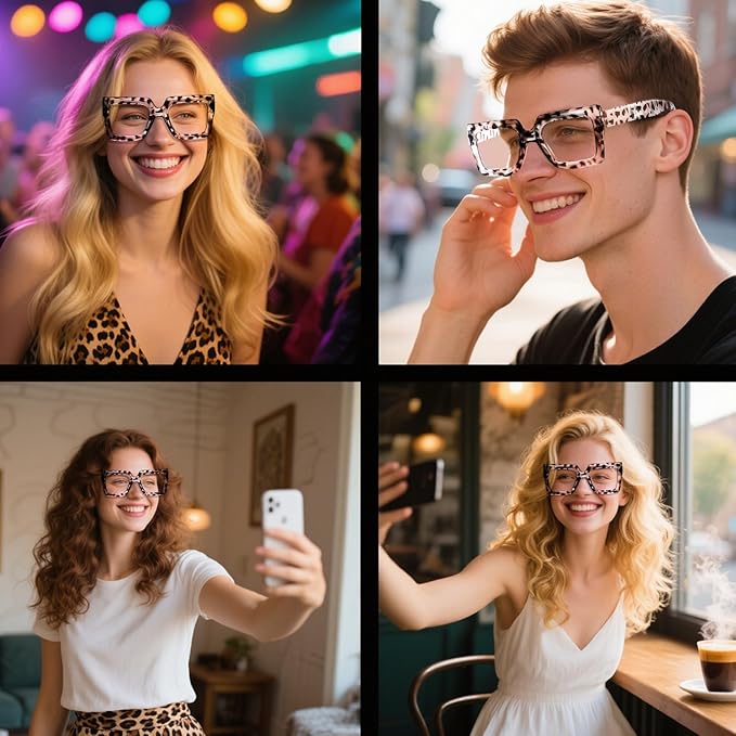 hoyuwak Oversized Square Blue Light Glasses Big Frame Computer Eyewear Thick Fashion Clear Glasses for Women Fashion