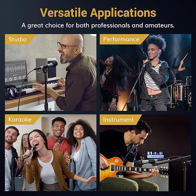 TONOR Professional Vocal Microphone for Singing, Dynamic Handheld Wired Karaoke Mic, Cardioid Studio Microfono with 450 cm/157inch XLR to 1/4" Cable, for Speakers/Mixer Machine/Amp/Speech/Karaoke, D5
