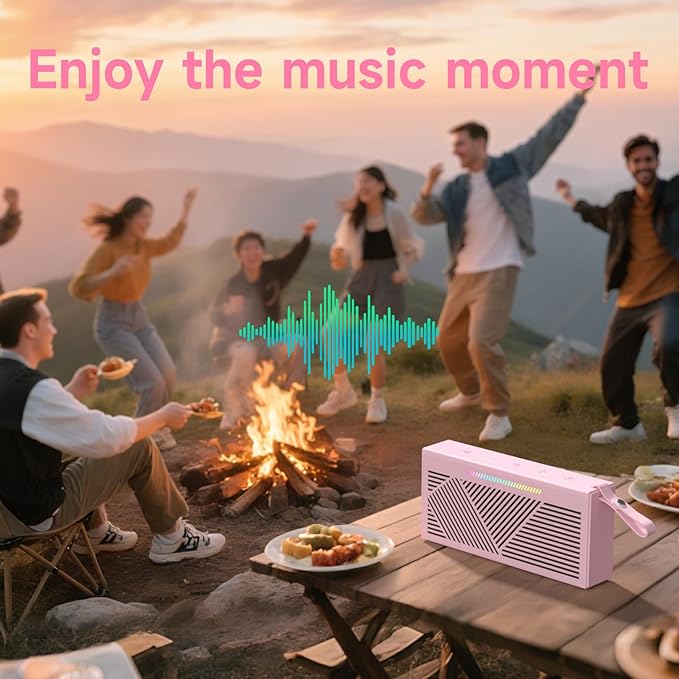 Bluetooth Speaker Wireless Portable IPX5 Waterproof for Home Party Outdoor Beach, Pink