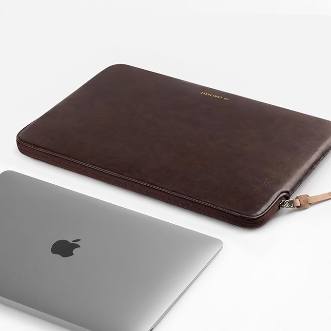 Comfyable Slim Protective Laptop Sleeve Compatible with 13/14 Inch MacBook Air & MacBook Pro M5/M4/M3/M2 Pro/Max 2026, Mac Travel Case, Laptop Pouch, Slim PU Leather Cover, Briarwood