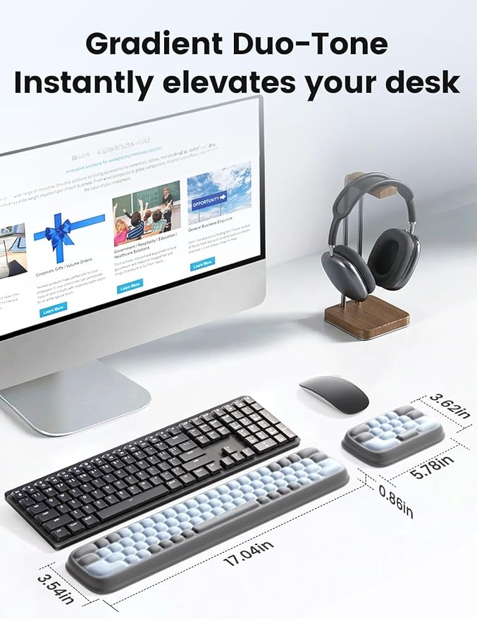 Meatanty Keyboard and Mouse Wrist Rest Set, Ergonomic Computer Wrist Pad, Memory Foam Wrist Support for Desk, Hand Typing Palm Mouse Rest Office Gaming Accessories, Carpal Tunnel Pain Relief Cushion