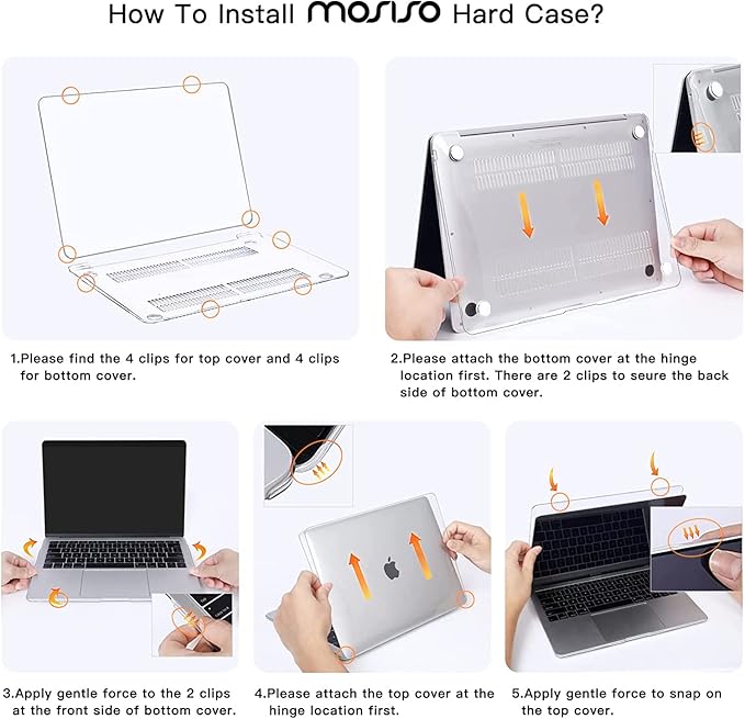 MOSISO Compatible with MacBook Air 13 inch Case M1 Chip 2021-2018 Release A2337 A2179 A1932, Plastic Hard Shell&Keyboard Cover&Screen Film&Storage Bag for MacBook Air 13.3 inch Case, Transparent