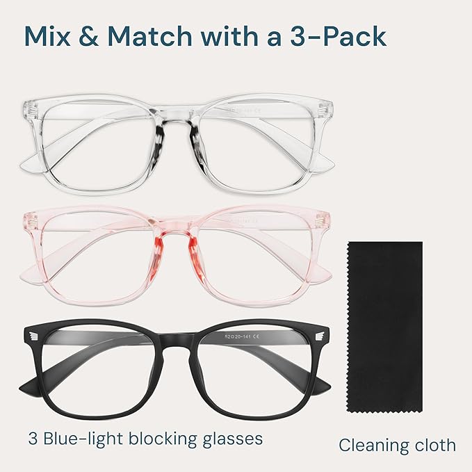 Gaoye Eyewear Frames for Men - Blue Light Blocking Square Glasses, Anti UV Ray Computer Gaming, Blue Blockers for Women
