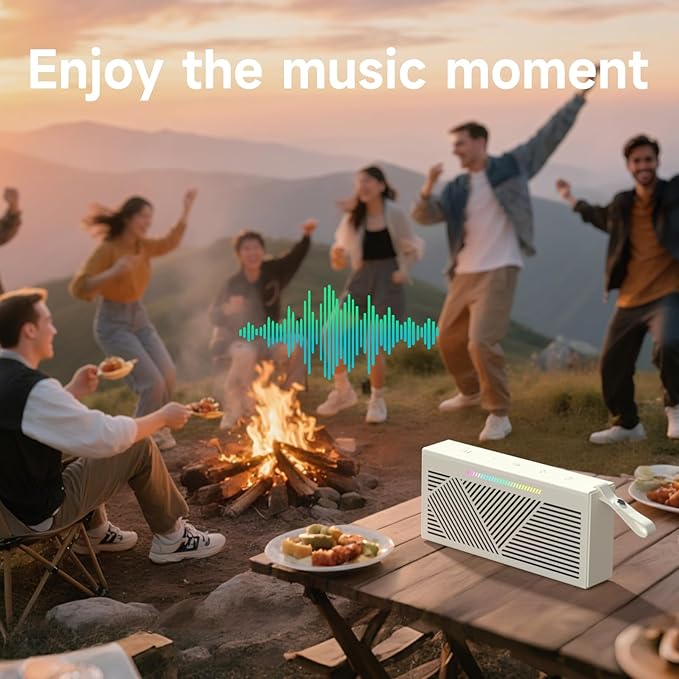 Bluetooth Speaker Wireless Portable IPX5 Waterproof for Home Party Outdoor Beach, Beige