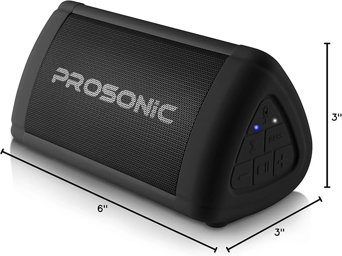 Prosonic BT3 Portable Wireless Bluetooth Speaker with 10W Stereo Sound & Bass Boost -Rich Sound & Intense Bass -Bluetooth 5.0 -Microphone -IPX5 - in & Outdoor Speaker (Black)
