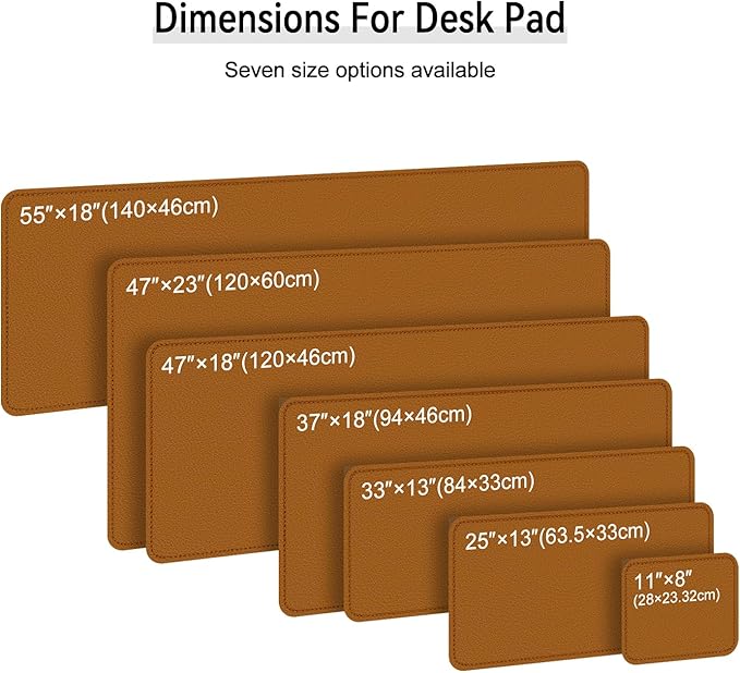 Dual Sided Leather Desk Mat - Waterproof Desk Pad - Ideal for Large Mouse Pad and Desk Mats on Top of Desks (Brown, 25"*13")