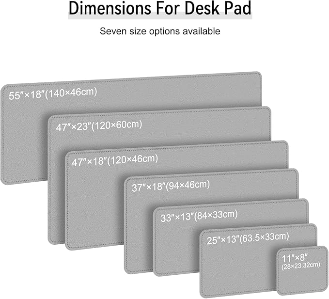 Dual Sided Leather Desk Mat - Waterproof Desk Pad - Ideal for Large Mouse Pad and Desk Mats on Top of Desks (Gray, 33"*13")