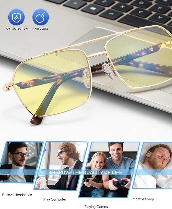 ANYLUV Blue Light Glasses Men/Women, Blue Light Blocking Glasses, Computer Screen Blocker Eyes Protection Glasses