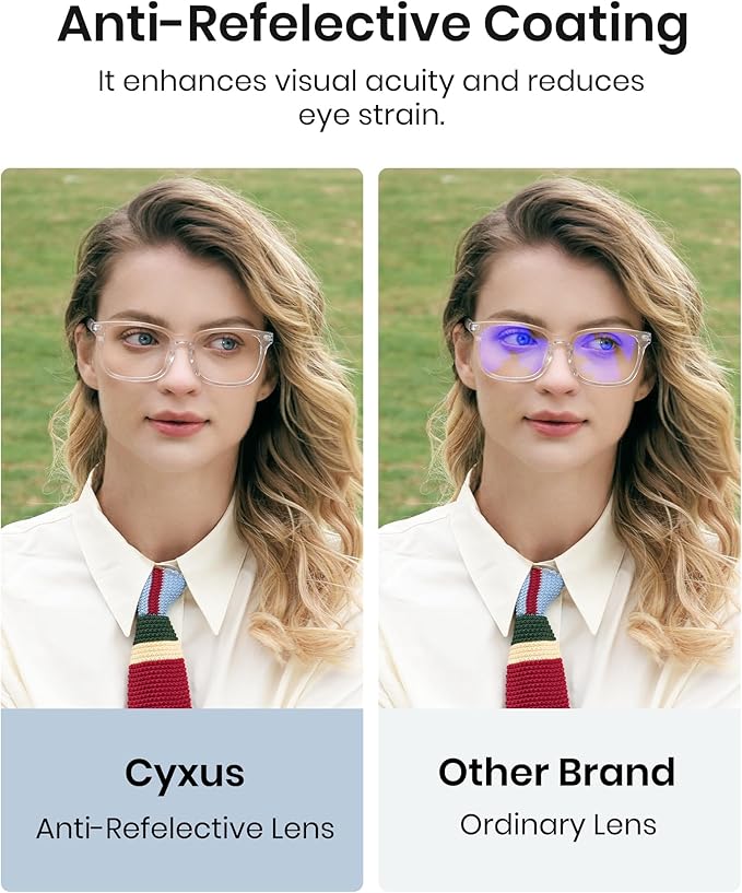 Cyxus Blue Light Glasses Men Women Reduce Eye Strain UV Blocking for Office Work Computer Screen 8082