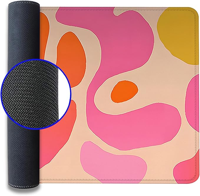 Pink Abstract Desk Mat Mouse Pad,Mouse Mad XL Cute Desk Pad Keyboard Mat,Desk Accessories for Women Office Decor, Extended Mousepad Non-Slip Rubber Base with Stitched Edges(27.5X11.8 in)
