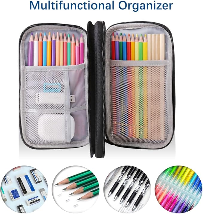 HCFGS Travel Cable Organizer,Electronics Organizer Case Portable Travel Pouch Waterproof Double Layers All-in-One Storage Bag for Cable,Cord,Charger,Phone-Black