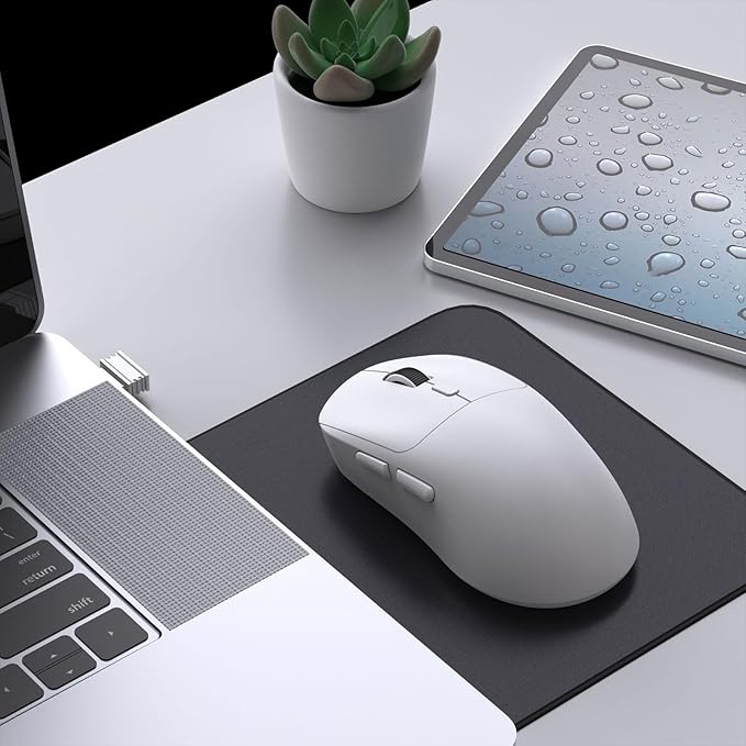 GOWENIC Wireless Gaming Mouse, 6400 DPI 3-Mode Gaming Mouse, 2.4G Wired 6 Keys Ergonomic Design for Desktop Laptop (T30 White)
