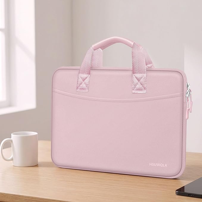 Laptop Case 16 inch,15-15.6 inch Laptop Sleeve Bag Compatible with MacBook Pro 16 M5 M4 M3 M2 M1,HP Dell Acer ASUS Lenovo Notebook,Neoprene Computer Bag with Handle&Curved Pocket, Pink
