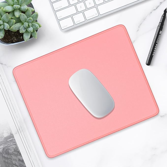 Hsurbtra Mouse Pad, Premium-Textured Square Mousepad 10.2 x 8.3 Inch, Stitched Edge Anti-Slip Waterproof Rubber Pretty Cute Computer Mat for Office Gaming Laptop Women Kids Warm Pink