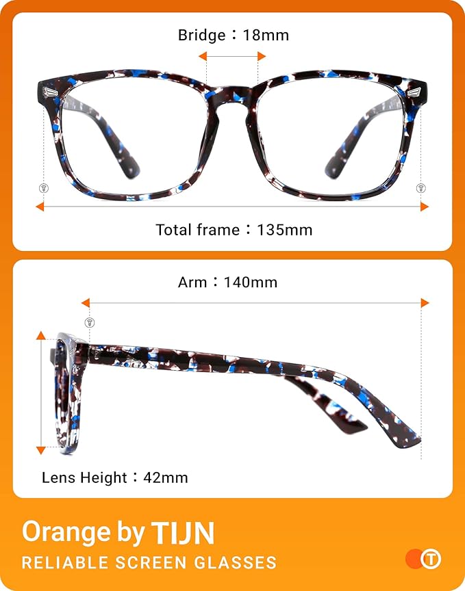 TIJN Blue Light Blocking Glasses for Women Men Square Frame Nerd Eyeglasses Anti Blue Ray Computer Screen Glasses