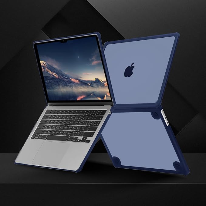MOSISO Compatible with MacBook Air 13 inch Case M5 2026 M4 2025 M3 M2 2024-2022 A3449 A3240 A3113 A2681,3 in 1 Kit Crack-Resistant Heavy Duty Protective Plastic Hard Case with TPU Bumper, Navy Blue