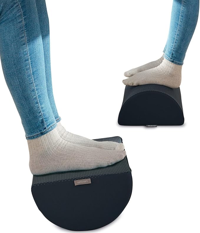 Leitz Ergo Foot Rest for Under Desk, Ergonomic, Washable Cover, Relieves Shoulder Back Lumbar and Knee Pain, Knee Support, Ankle Rocker (53710089-NA)
