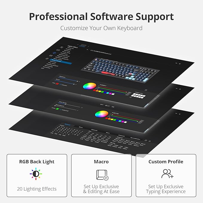 96% Percent Keyboard Programmable,99 Keys Wired Hot-swappable RGB Mechanical Gaming Keyboard Gasket Mount with Quiet Pre-lubed switches for Mac/Win (Dark Blue)