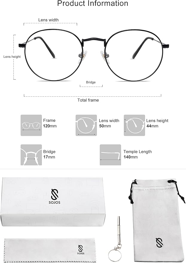 SOJOS Blue Light Blocking Computer Glasses Round Eyewear Anti Blue Light Lens Preppy Chic SJ5024B