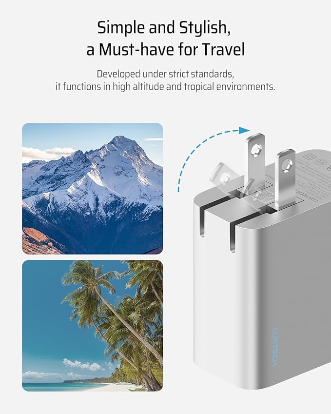 CUKTECH 65W USB C Charger+45W 20000mAh Power Bank Combo, One-Port Compact and Foldable Fast Charger Block, Fast Charging Battery Pack for iPhone 16/15, Samsung Galaxy, Google Pixel, and More